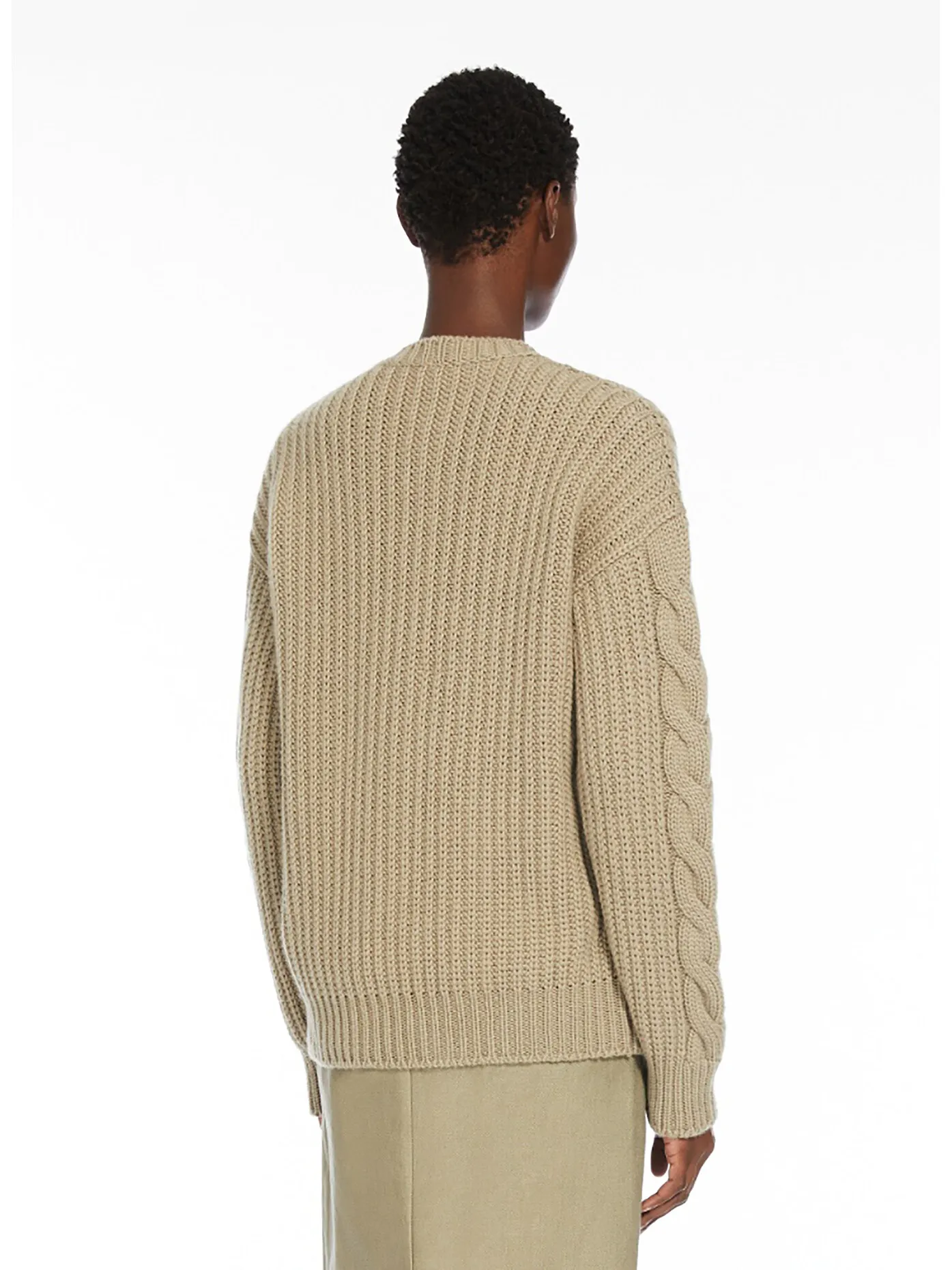     -MAX MARA    -MAGLIONE ACCIAIO IN MAGLIA TRECCIATO-