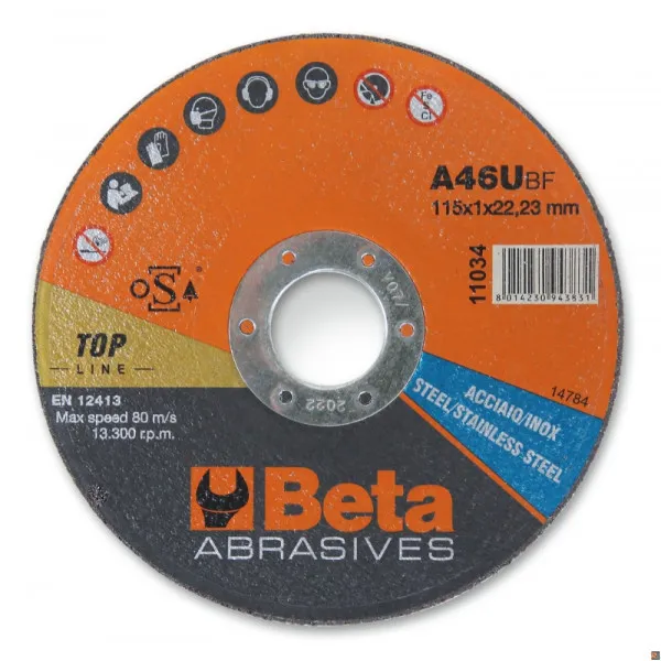11034 1,0-22,23 - CF. 25PZ DISCHI TAGL. ACC-INOX 115X1,0 ø22,23 P A BETA UTENSILI 110340022