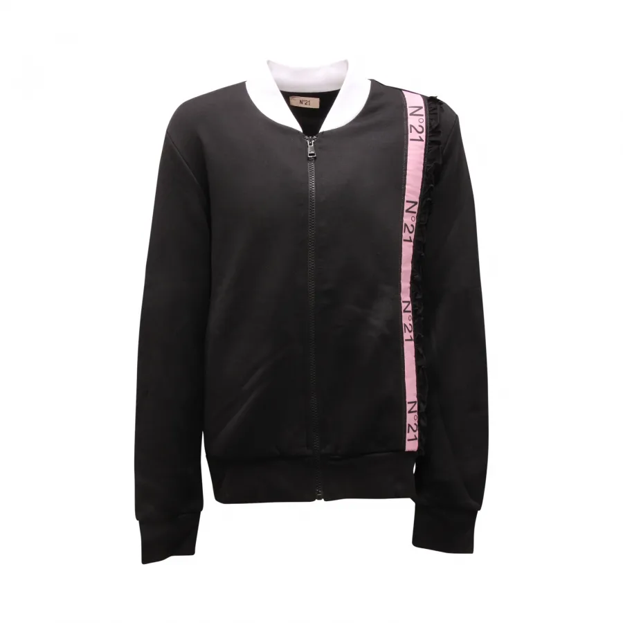 1374AR felpa bimba N°21 girl kids full-zip sweatshirt black