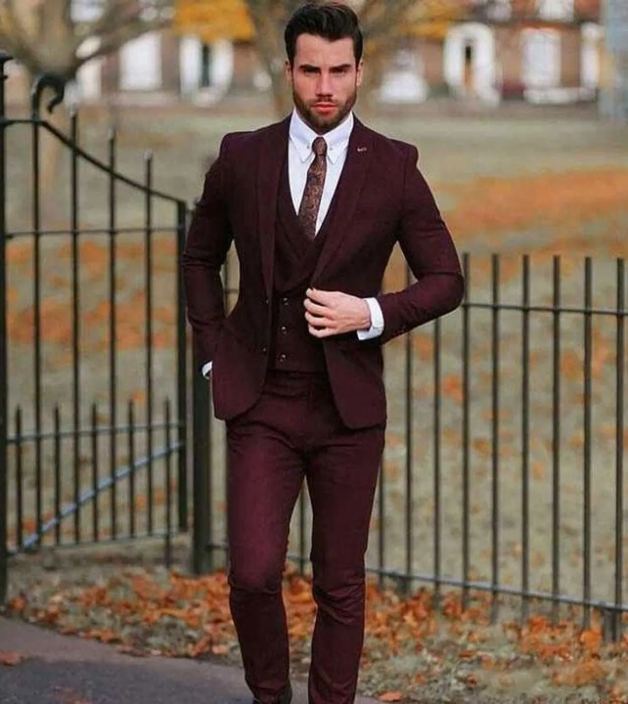 Abiti casual bordeaux per matrimonio sposo smoking festa di ballo miglior uomo testimoni dello sposo uomo ternos slim fit 3 pezz