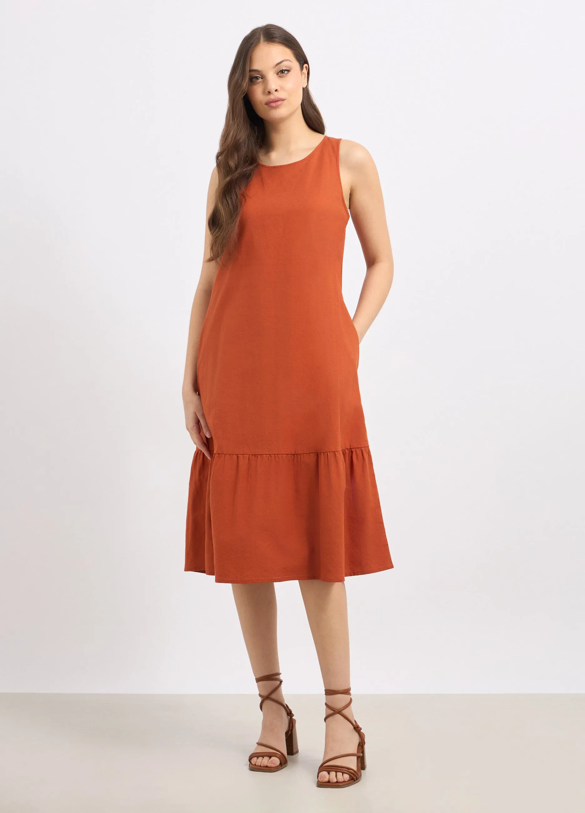 Abito lungo in misto lino donna