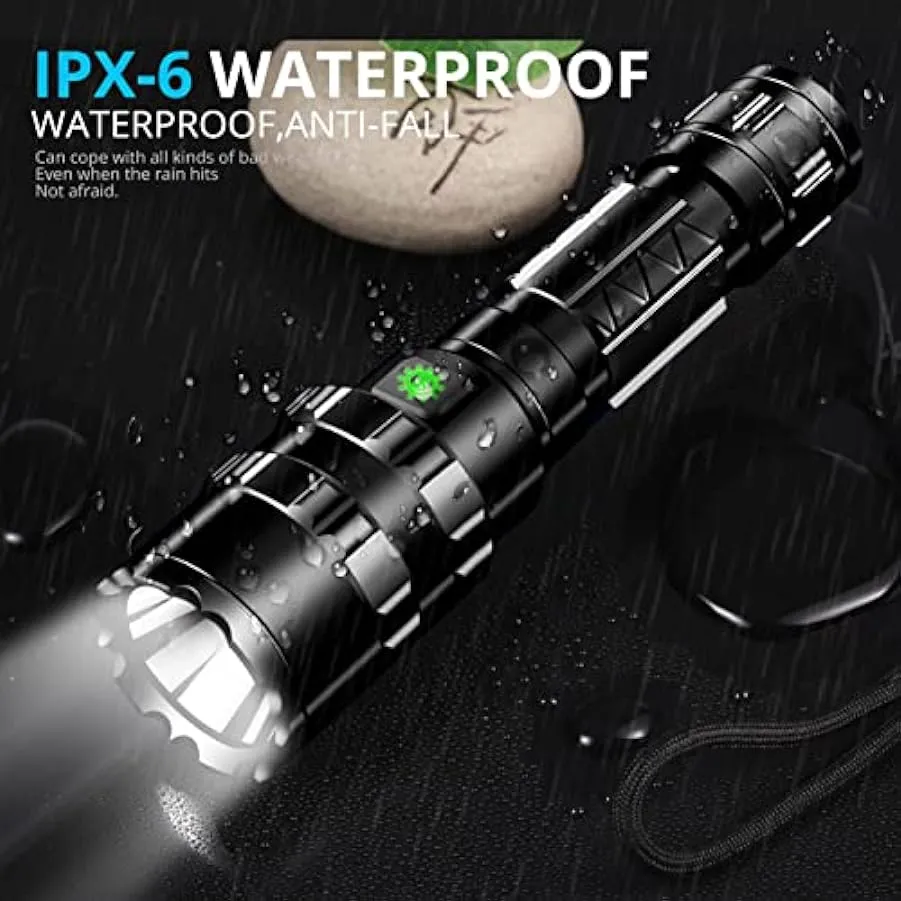 Aeun Torcia a LED, Ricaricabile 5 modalità di Illuminazione Professionale IPX6 Impermeabile 5 Torcia da Caccia a Temperatura di 