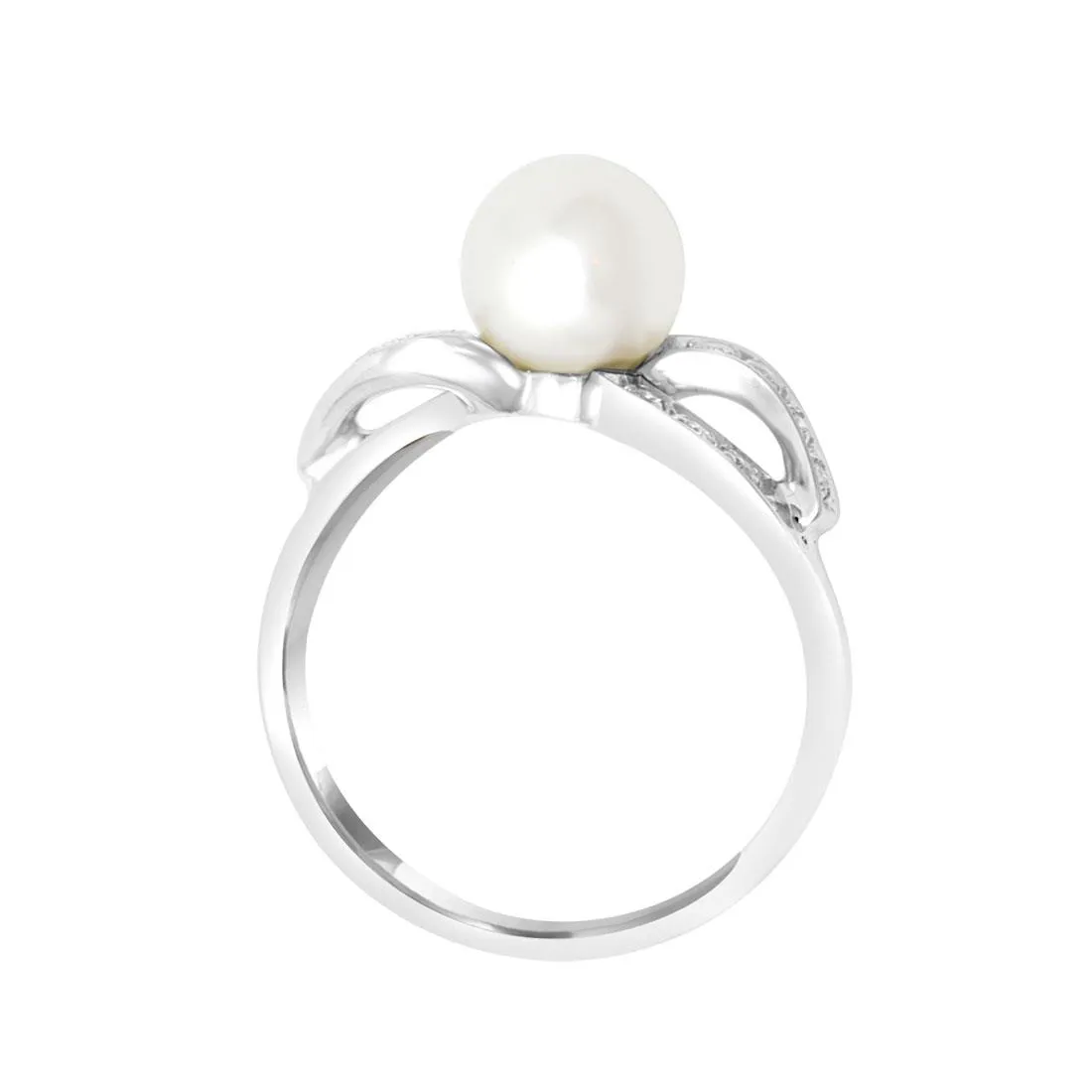 Anello in oro bianco con perla e diamanti mis 15