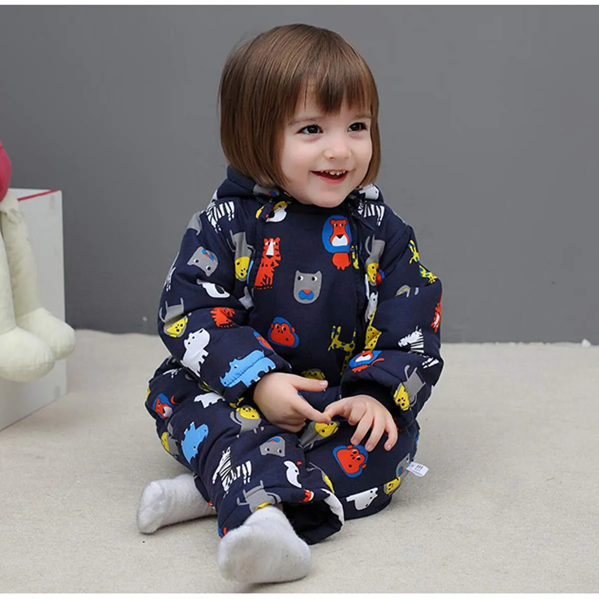 Bambino Tute da neve con Guanti e Scarpe Inverno Pagliaccetto con Cappuccio Caldo Set di Abbigliamento 3-6 Mesi