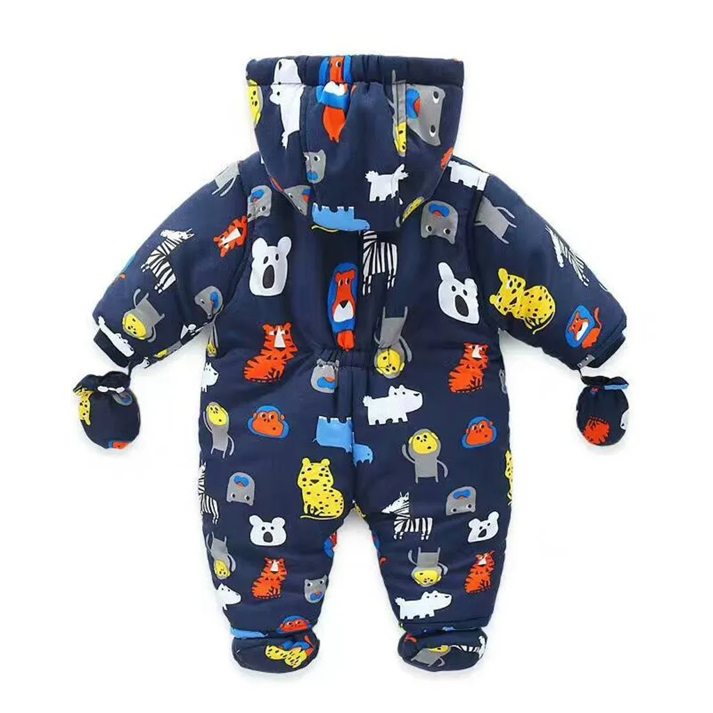 Bambino Tute da neve con Guanti e Scarpe Inverno Pagliaccetto con Cappuccio Caldo Set di Abbigliamento 3-6 Mesi
