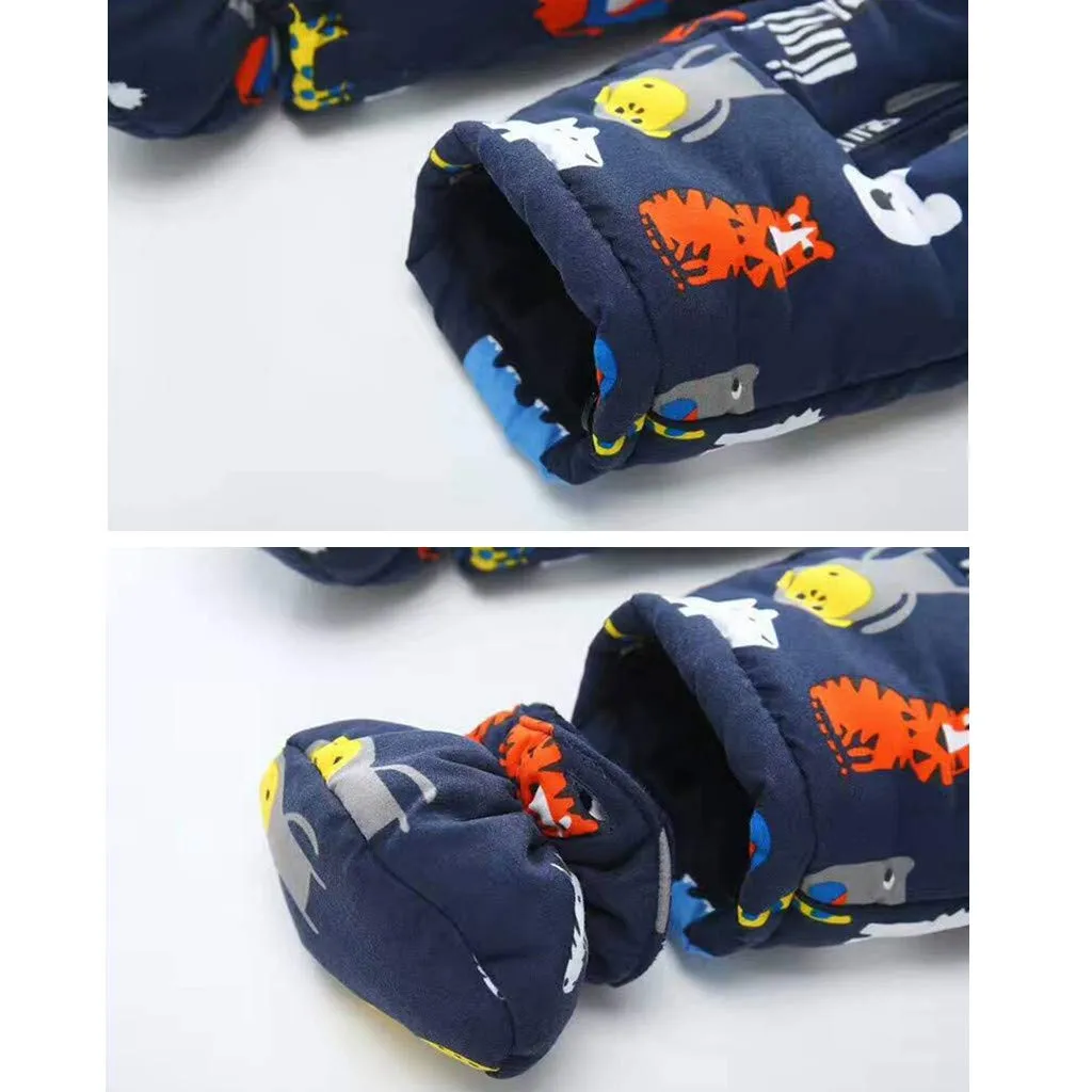 Bambino Tute da neve con Guanti e Scarpe Inverno Pagliaccetto con Cappuccio Caldo Set di Abbigliamento 3-6 Mesi