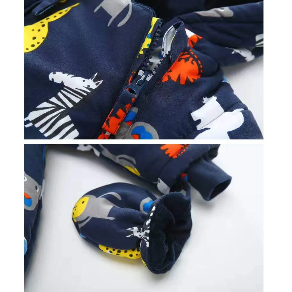Bambino Tute da neve con Guanti e Scarpe Inverno Pagliaccetto con Cappuccio Caldo Set di Abbigliamento 3-6 Mesi