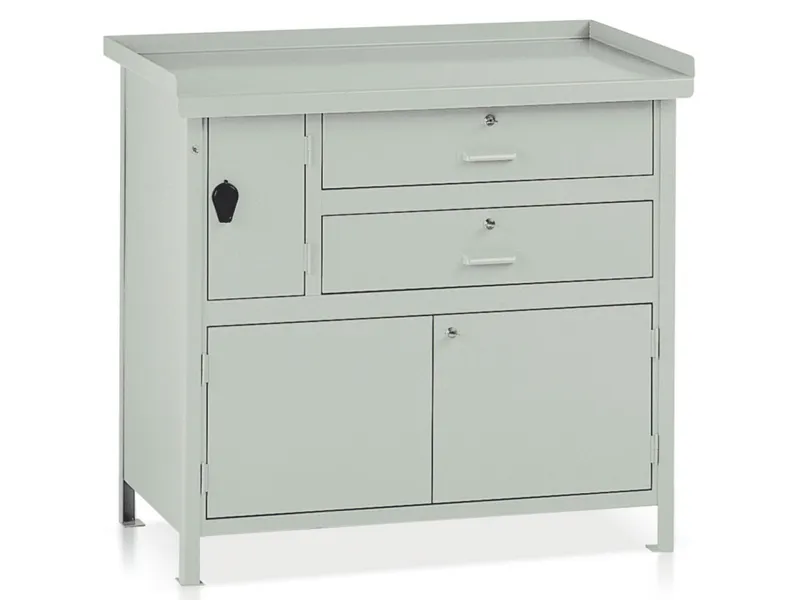 Banco da lavoro Tecnotelai piano in acciaio completamente arredato 1000x670x900mm