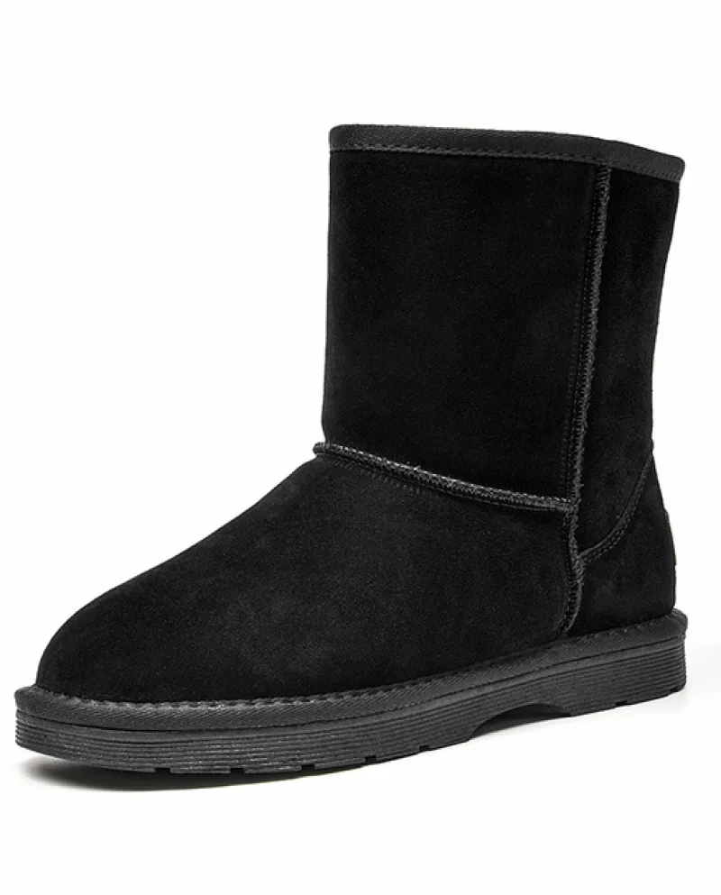Beautoday Stivali da Neve Donna Lana Pelle Scamosciata Pelle Scamosciata Pelliccia Naturale Slip On Caviglia Donna Stivali Inver