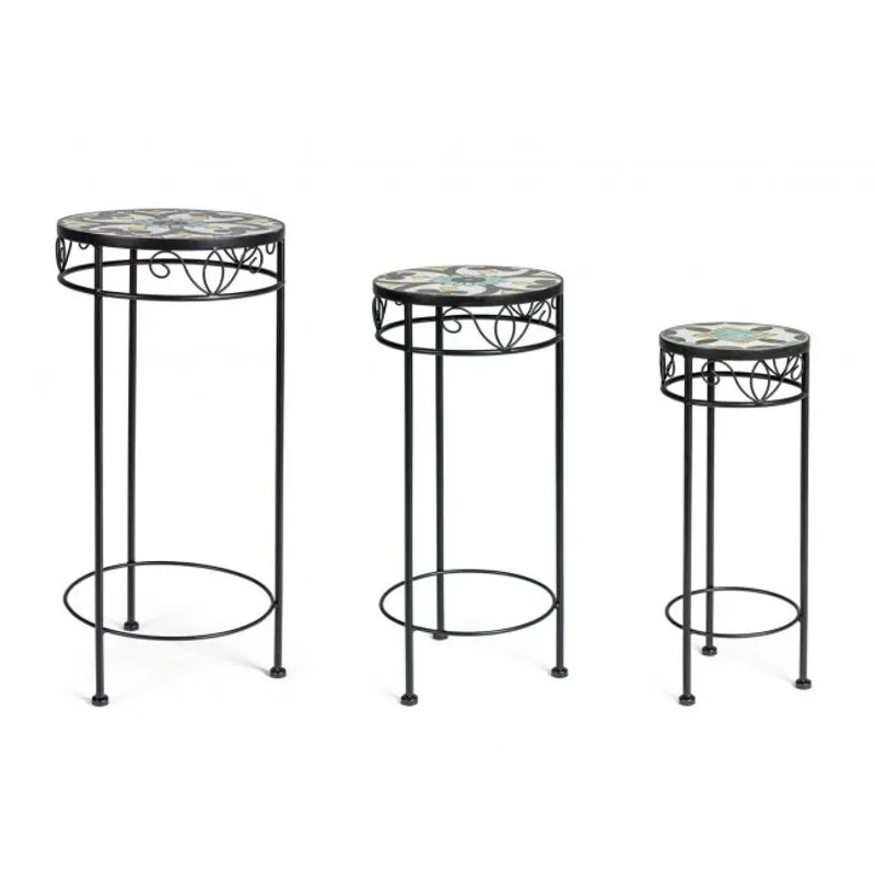 Bizzotto outdoor Set da 2 - Set 3 Tavolino Positano tondo