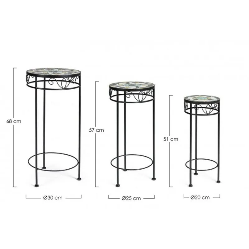 Bizzotto outdoor Set da 2 - Set 3 Tavolino Positano tondo