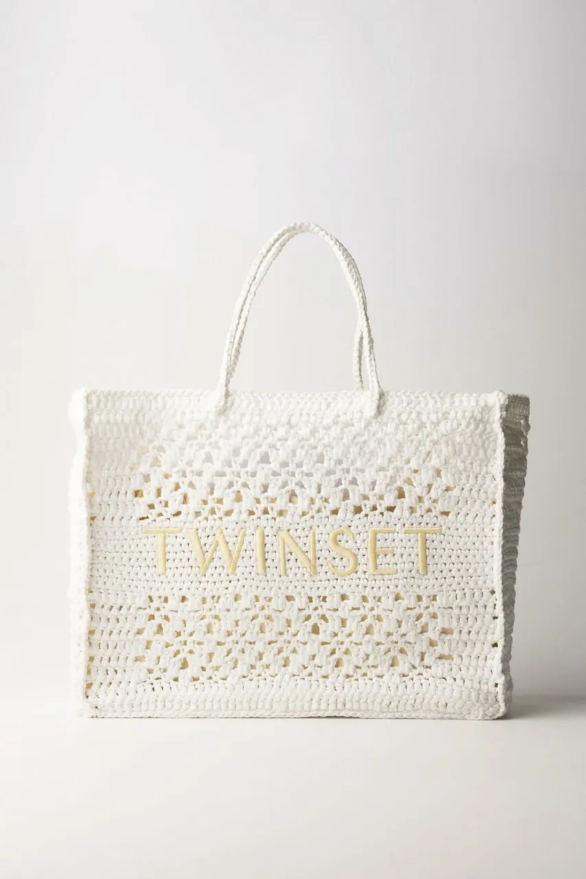 Borsa crochet con logo a contrasto NEVE