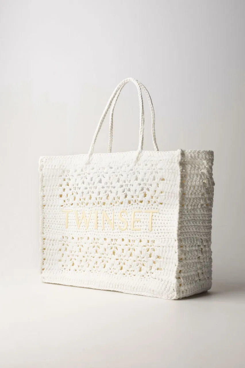 Borsa crochet con logo a contrasto NEVE
