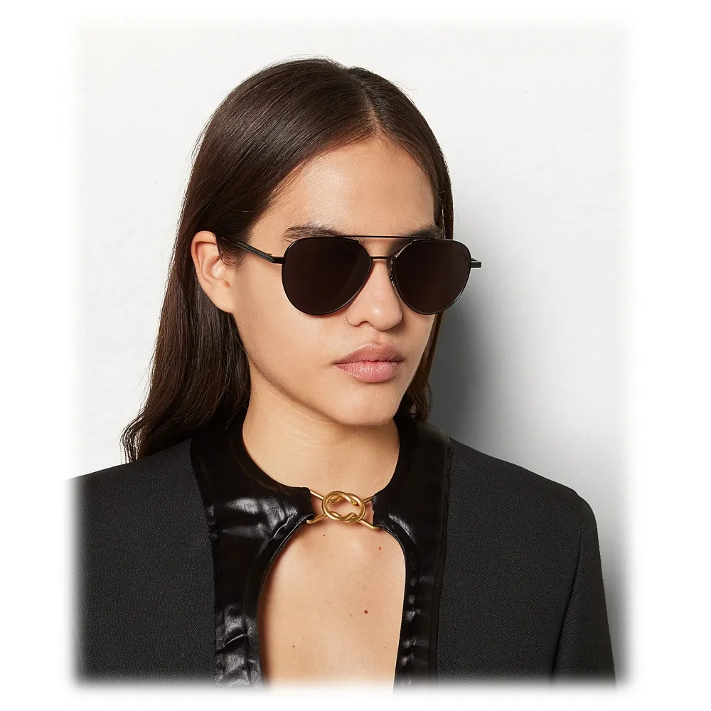 Bottega Veneta - Occhiali da Sole Aviator in Metallo - Nero Grigio - Occhiali da Sole - Bottega Veneta Eyewear