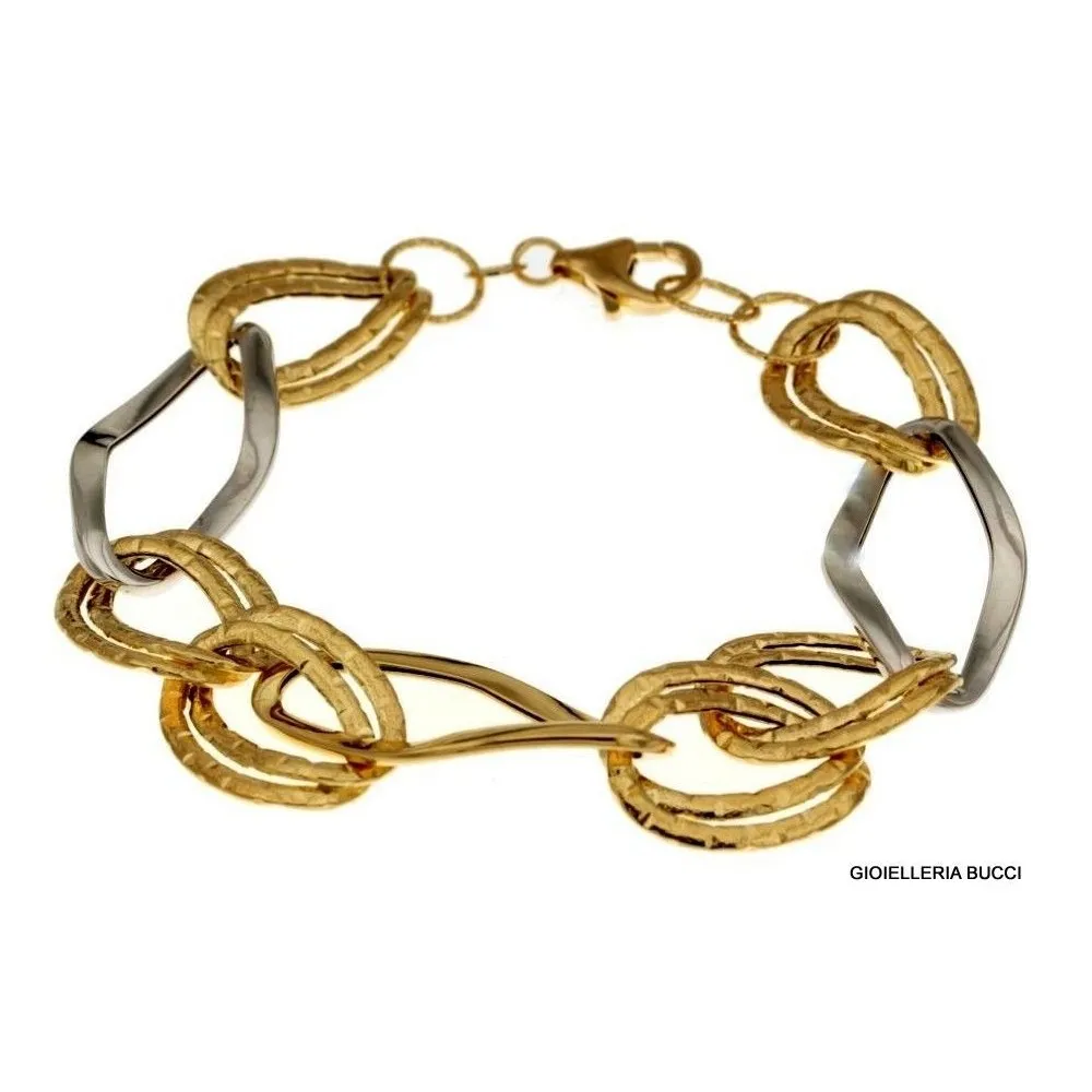 BRACCIALE I CATENA N ORO GIALLO E BIANCO 18 KT DA DONNA