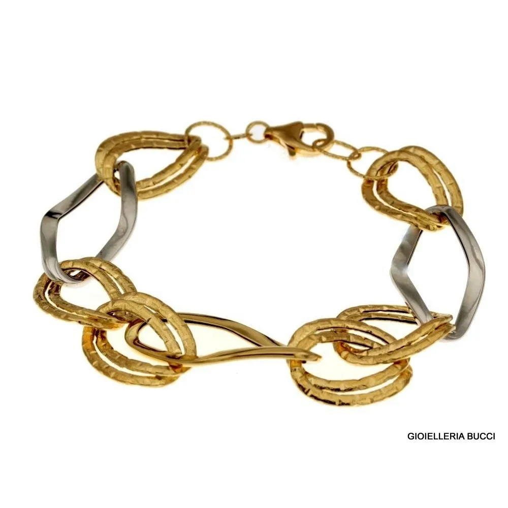 BRACCIALE I CATENA N ORO GIALLO E BIANCO 18 KT DA DONNA
