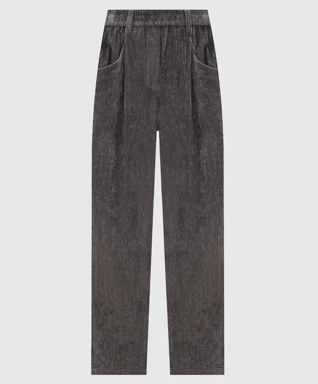 Brunello Cucinelli Pantaloni di velluto a coste grigi MD574P8773