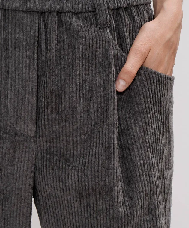 Brunello Cucinelli Pantaloni di velluto a coste grigi MD574P8773