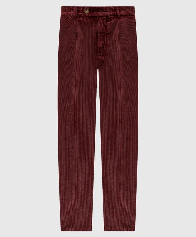 Brunello Cucinelli Pantaloni di velluto bordeaux M280DE1450