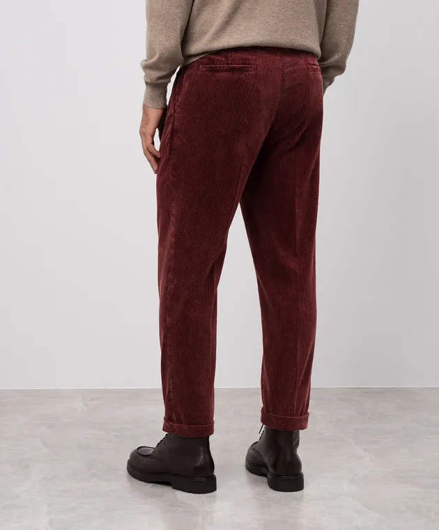 Brunello Cucinelli Pantaloni di velluto bordeaux M280DE1450