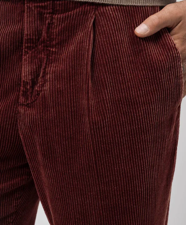 Brunello Cucinelli Pantaloni di velluto bordeaux M280DE1450