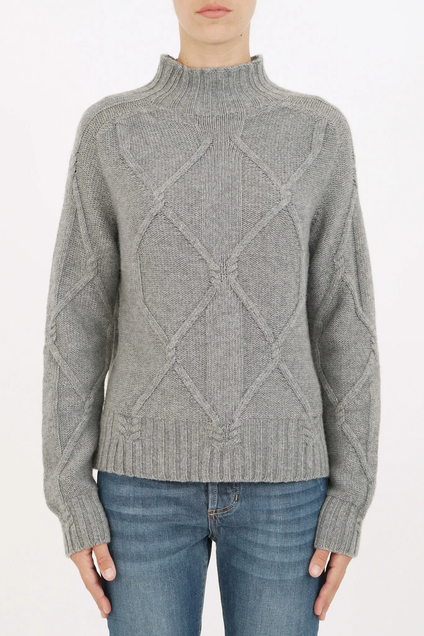 Bulier-Maglia collo moderato rombi - Grigio Chiaro