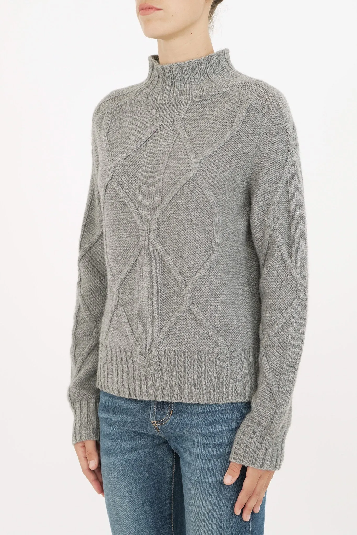 Bulier-Maglia collo moderato rombi - Grigio Chiaro