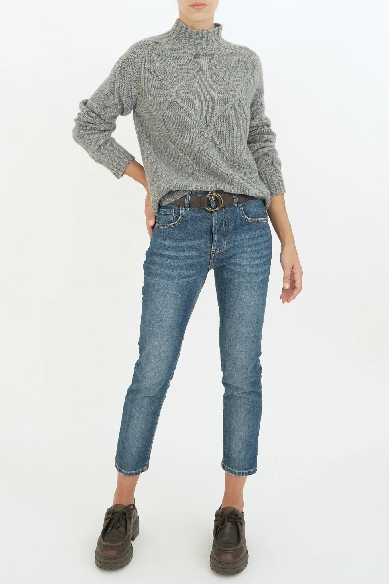 Bulier-Maglia collo moderato rombi - Grigio Chiaro