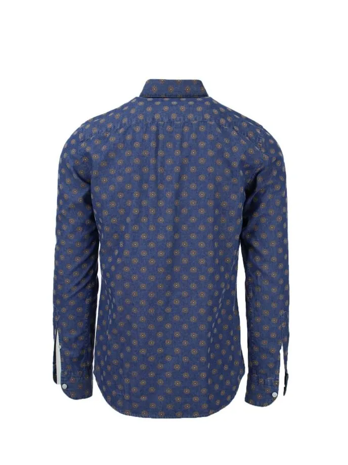 Camicia manica lunga cotone fantasia washed