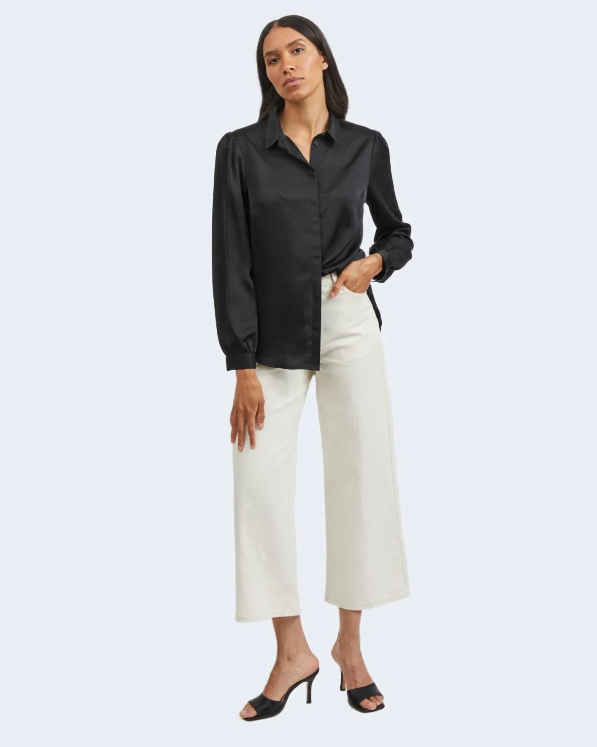 Camicia manica lunga Vila Clothes NOOS – VIELLETTE SATIN L/S SHIRT/SU – NOOS Nero