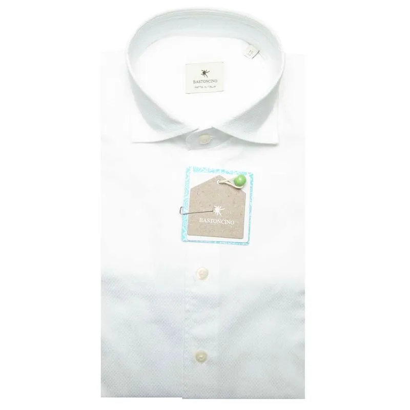 Camicia Simo M/L bianca tramata in rilievo 