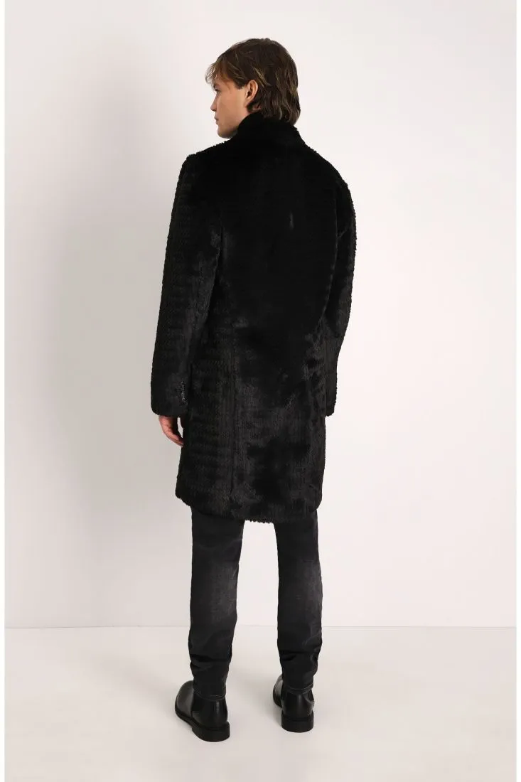 Cappotto lungo effetto pelliccia con abbottonatura