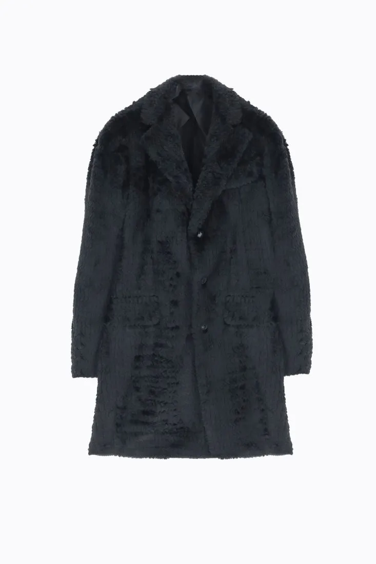Cappotto lungo effetto pelliccia con abbottonatura