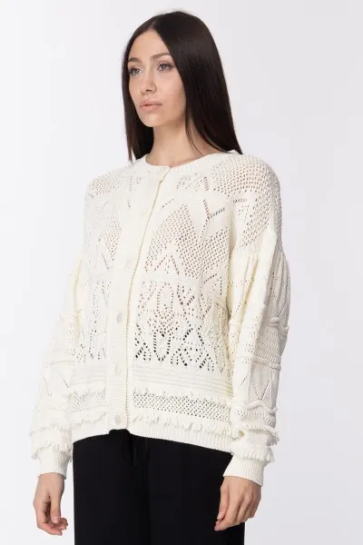 Cardigan crochet e applicazione frange NEVE