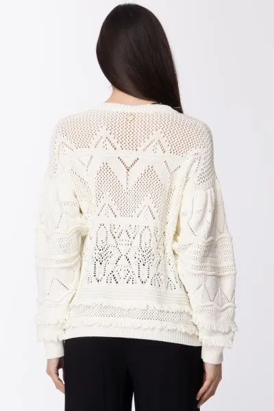 Cardigan crochet e applicazione frange NEVE
