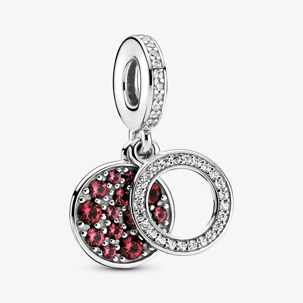 Charm Pendente Pandora Doppio con Disco Rosso Scintillante 799186C03