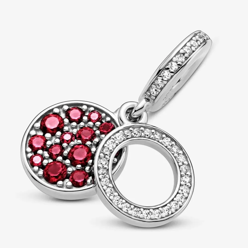 Charm Pendente Pandora Doppio con Disco Rosso Scintillante 799186C03