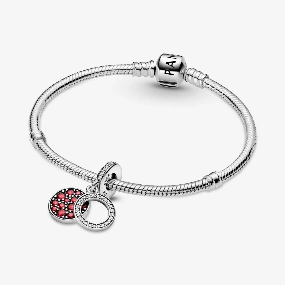 Charm Pendente Pandora Doppio con Disco Rosso Scintillante 799186C03