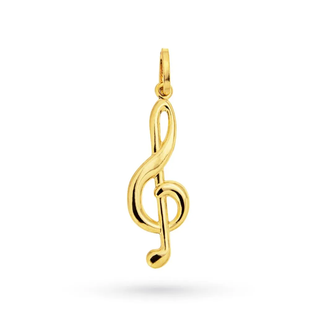 Ciondolo chiave di violino in oro giallo 18kt 3cm