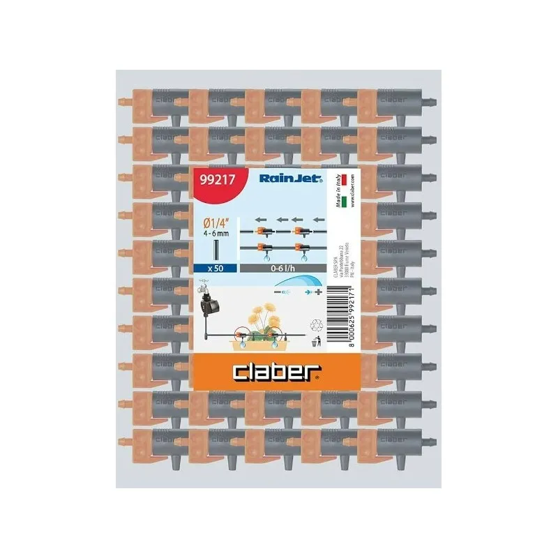 Claber gocciolatore in linea 0-6 l/h blister da 50 pezzi