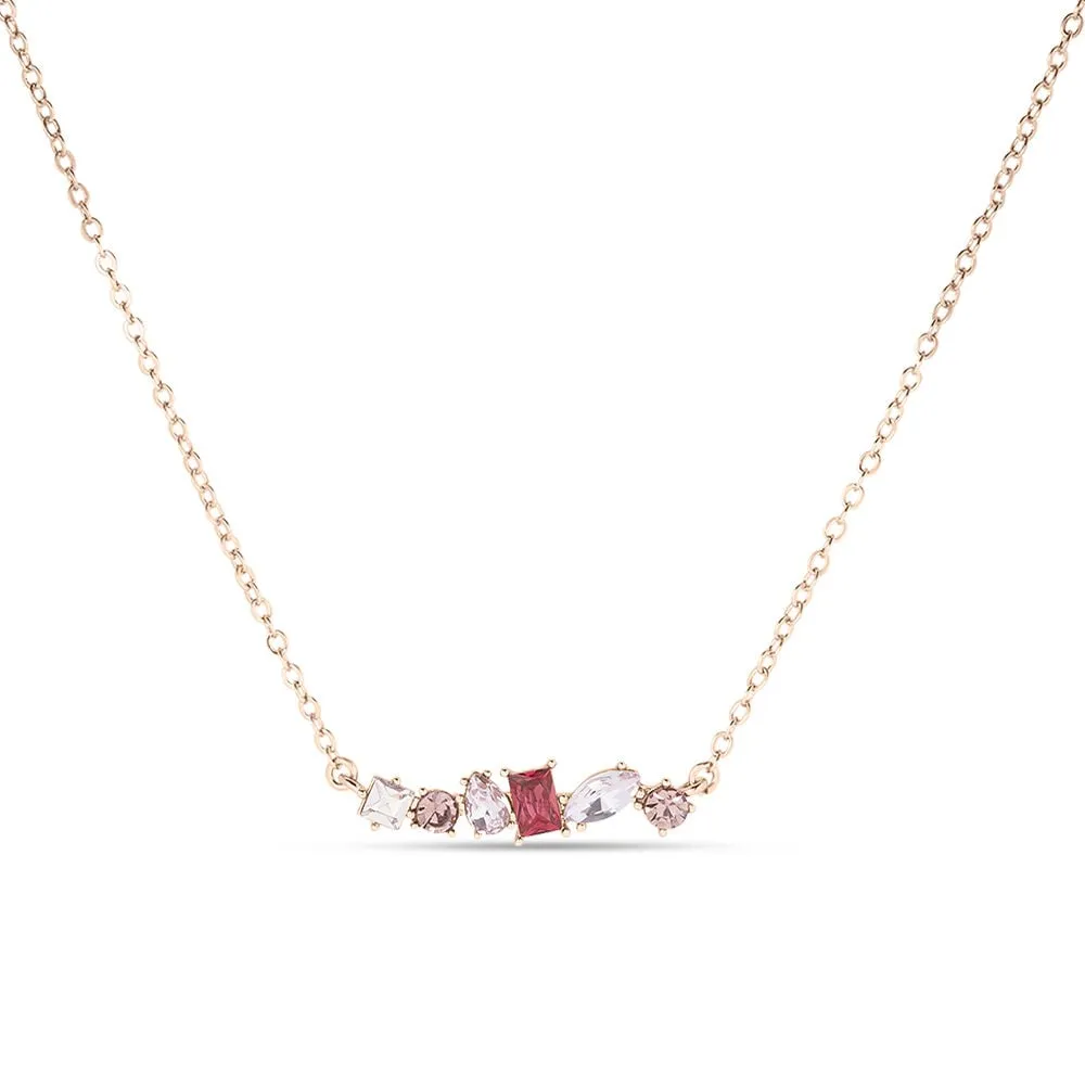 Collana Violet Ottone Rosa Maglia Forzatina Cristallo Rosso 42+3 cm 1685985