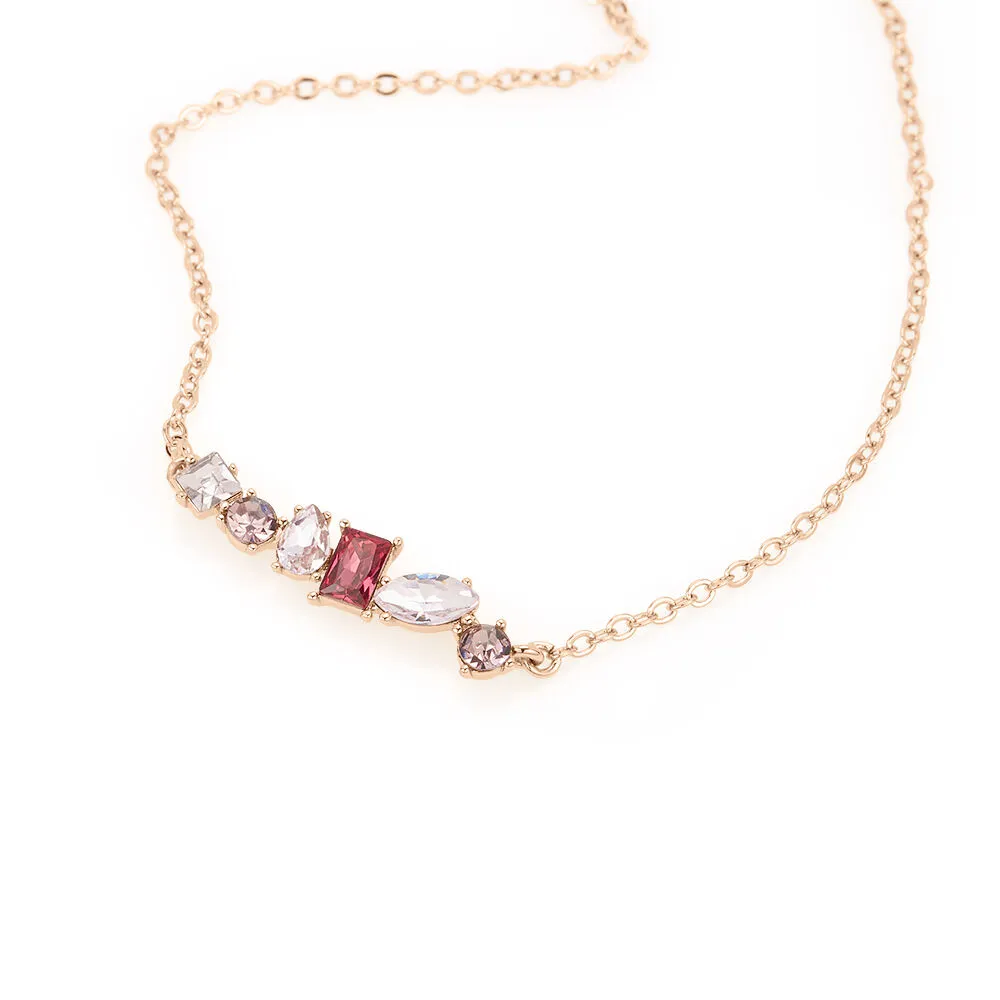 Collana Violet Ottone Rosa Maglia Forzatina Cristallo Rosso 42+3 cm 1685985