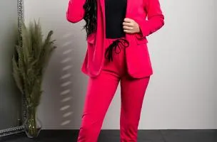 Completo di pantaloni e blazer elegante Estrena, fucsia