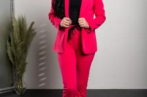 Completo di pantaloni e blazer elegante Estrena, fucsia