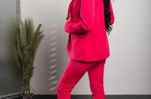 Completo di pantaloni e blazer elegante Estrena, fucsia