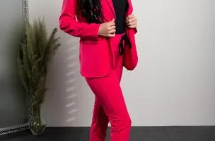 Completo di pantaloni e blazer elegante Estrena, fucsia