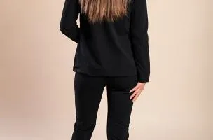 Completo di pantaloni e blazer elegante senza lettere Estrena, nero-nero