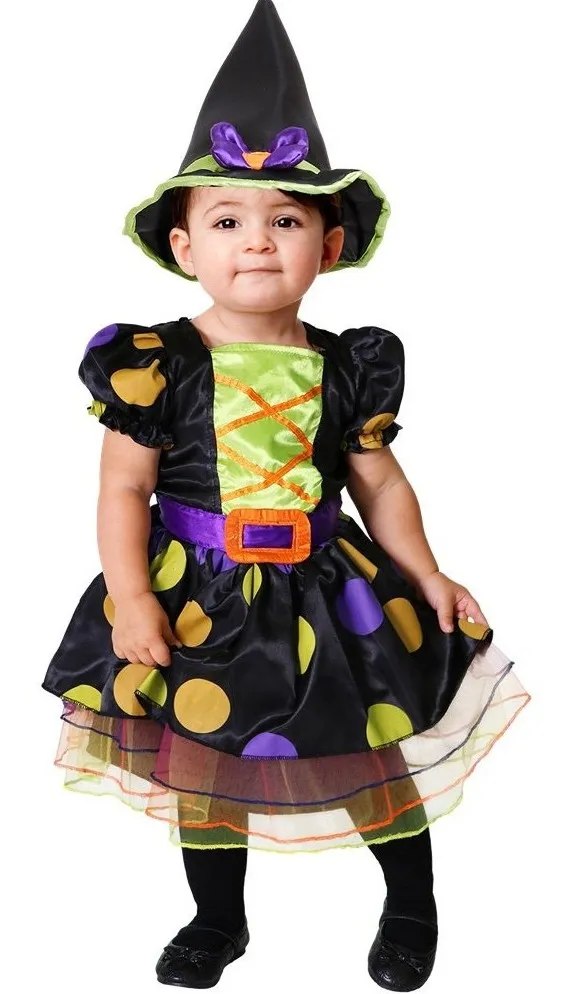 Costume da strega a pois per bambina