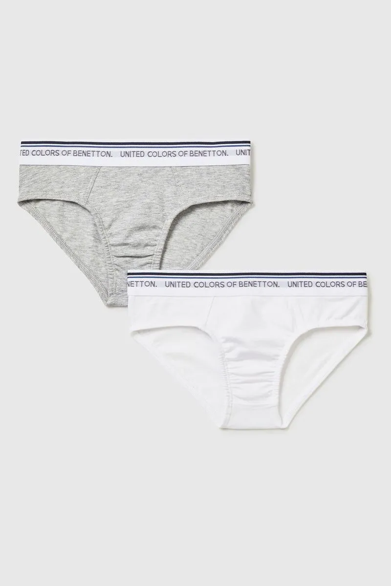 Due slip con elastico jacquard bambino Bianco