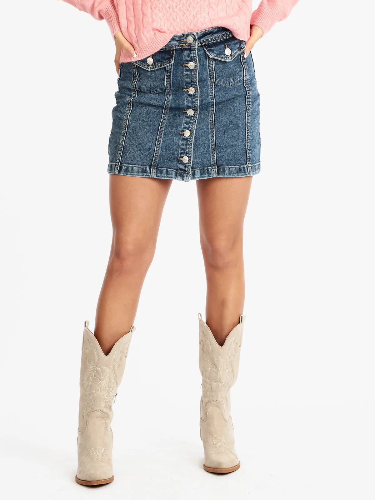 Farfallina Jupe en jean à boutons